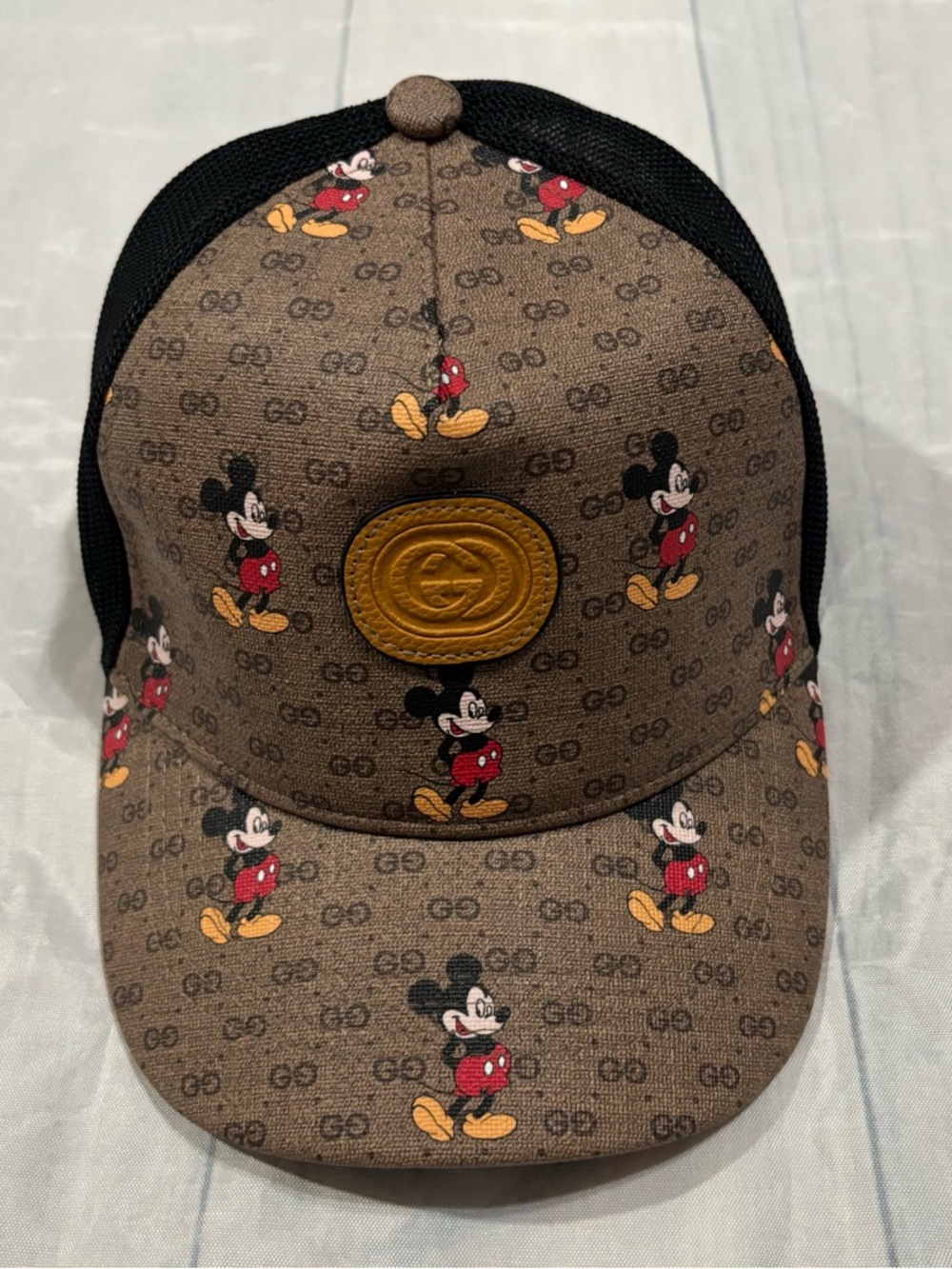 Gucci Brown Monogram Mickey Mouse Trucker Cap - Picture 3 of 8